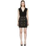 Balmain Black Sleeveless Gold Button Mini Dress size 12