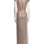 HERVE LEGER
 
Cap Sleeve V-neck Foil Gown In Rose Gold