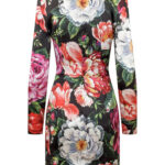 Floral-print duchesse-satin mini dress