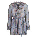 ZIMMERMANN BLUE FLORAL WINSOME RUFFLE PLAYSUIT SZ 8