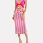 Rihanna Cutout Printed Washed-silk Midi Dress In Pink