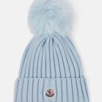 MONCLER WOLL BEANIE WITH POM POM -BLUE