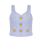 BALMAIN BLUE TOP WITH GOLD BUTTONS