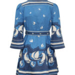 ZIMMERMANN High Tide Mini Shirt Dress In Blue Sailboats