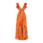 ZIMMERMAN ORANGE SILK MIDI DRESS