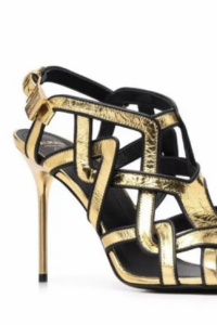 Balmain Gold and Leather Sandals Size 37 EU