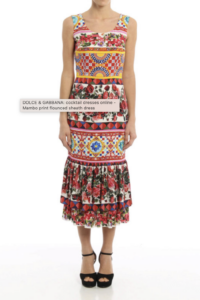 Mambo print flounced sheath dress