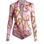 Versace Chain Long Sleeve Pink Bodysuit